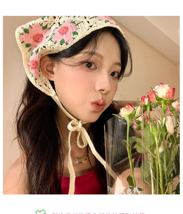 Crochet Lace Floral Scarf