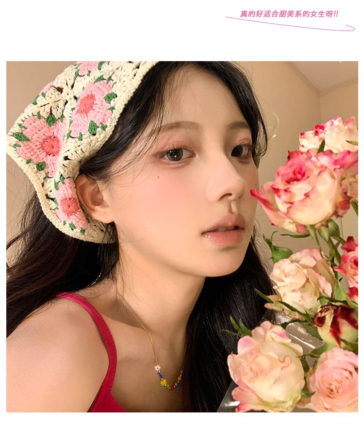 Crochet Lace Floral Scarf