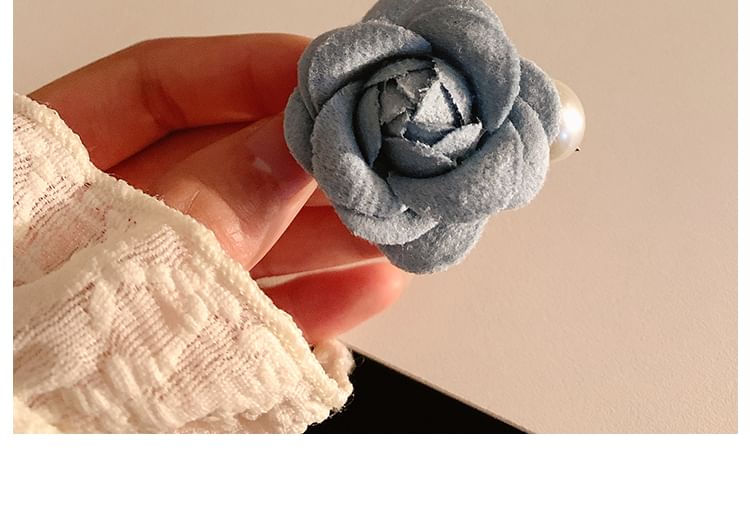 Floral Hair Clip Faux Fabric Pearl