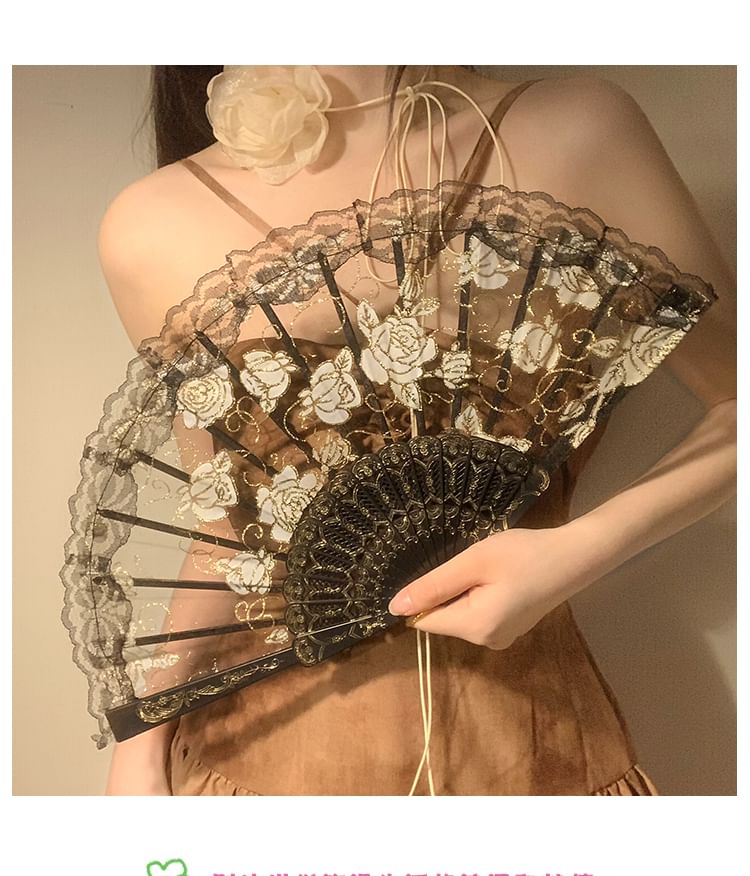 Foldable / Floral Designs) Set Choker (Various Hand Lace Fan