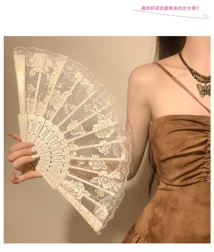 Foldable / Floral Designs) Set Choker (Various Hand Lace Fan