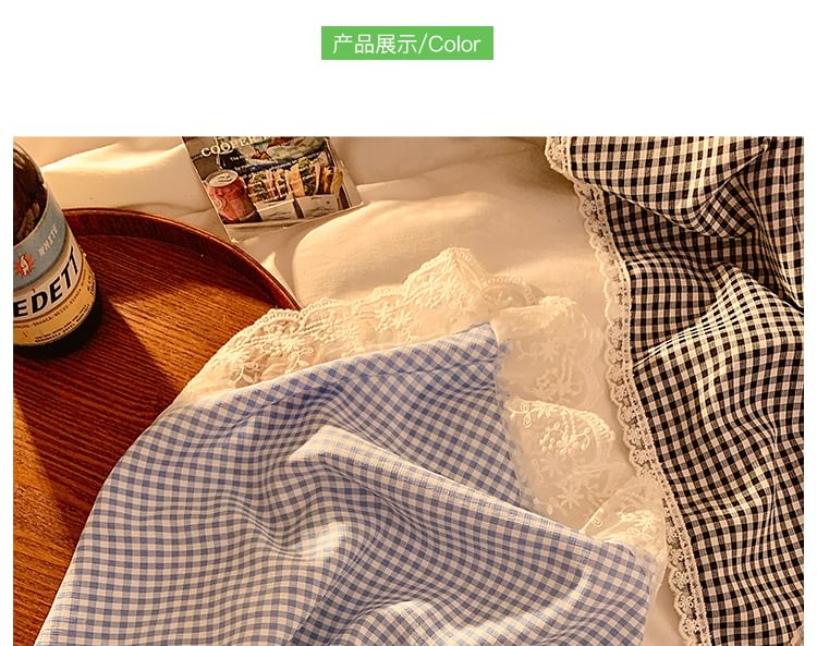 Head Trim Scarf Plaid (Various Triangle Lace Designs)