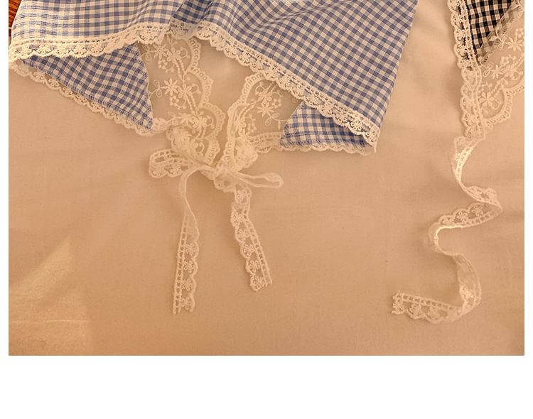 Head Trim Scarf Plaid (Various Triangle Lace Designs)