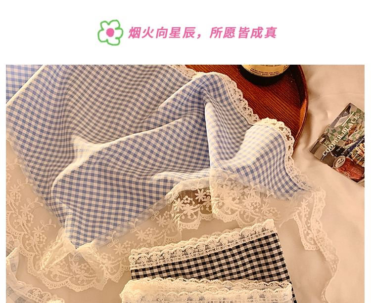 Head Trim Scarf Plaid (Various Triangle Lace Designs)