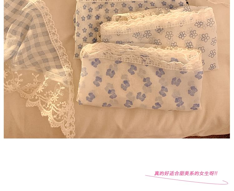 Head Trim Scarf Plaid (Various Triangle Lace Designs)