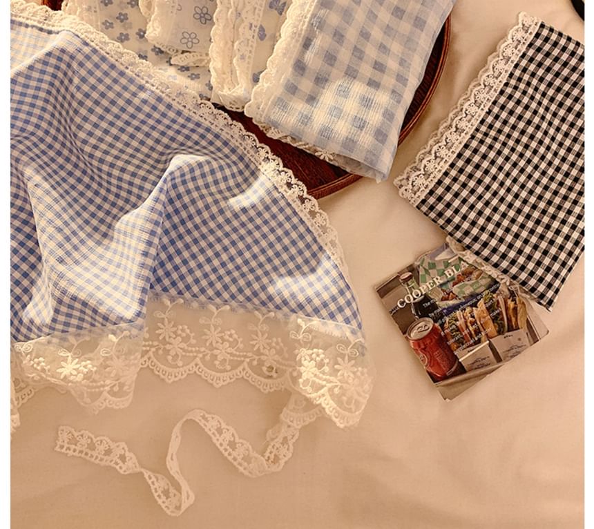 Head Trim Scarf Plaid (Various Triangle Lace Designs)
