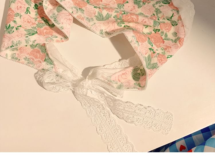 (Various Triangle Print Designs) Floral Scarf Head