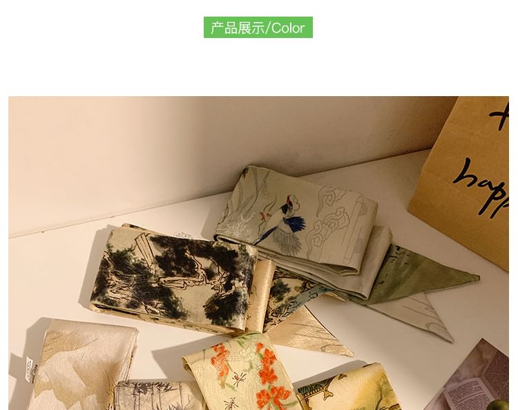 Tie Hair Scarf Narrow Print