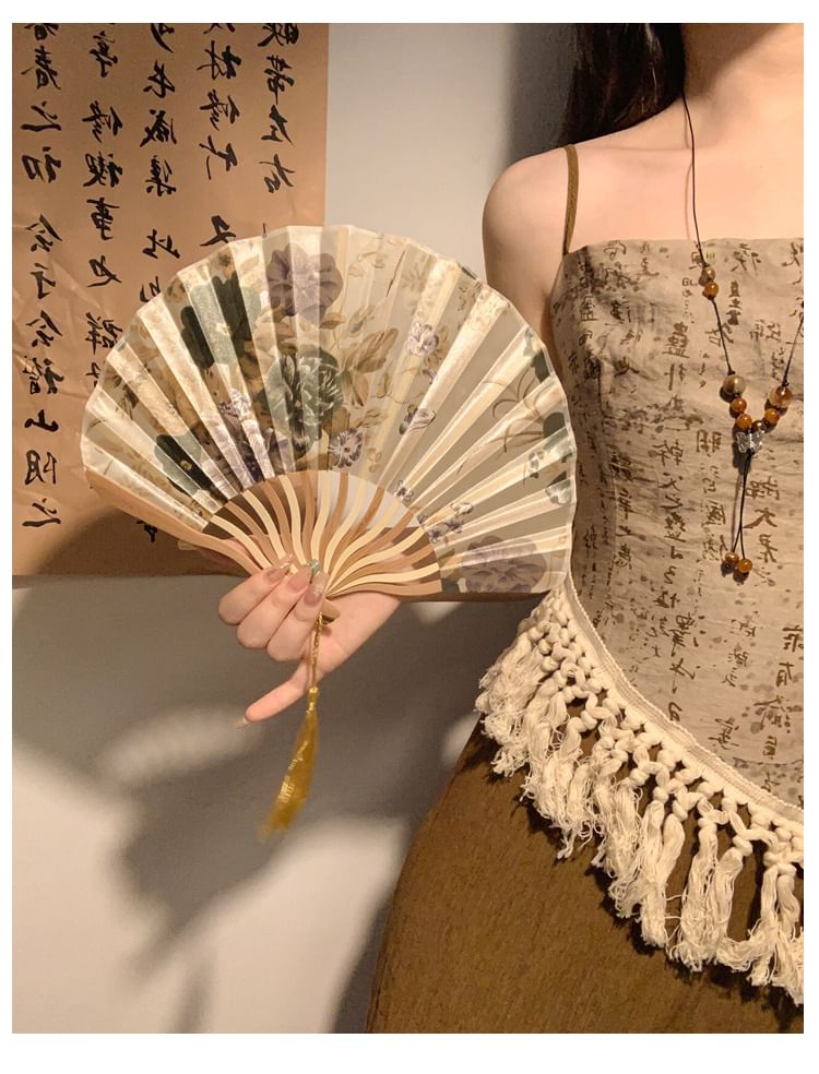 (Various Fan Print Hand Designs) Foldable Bamboo