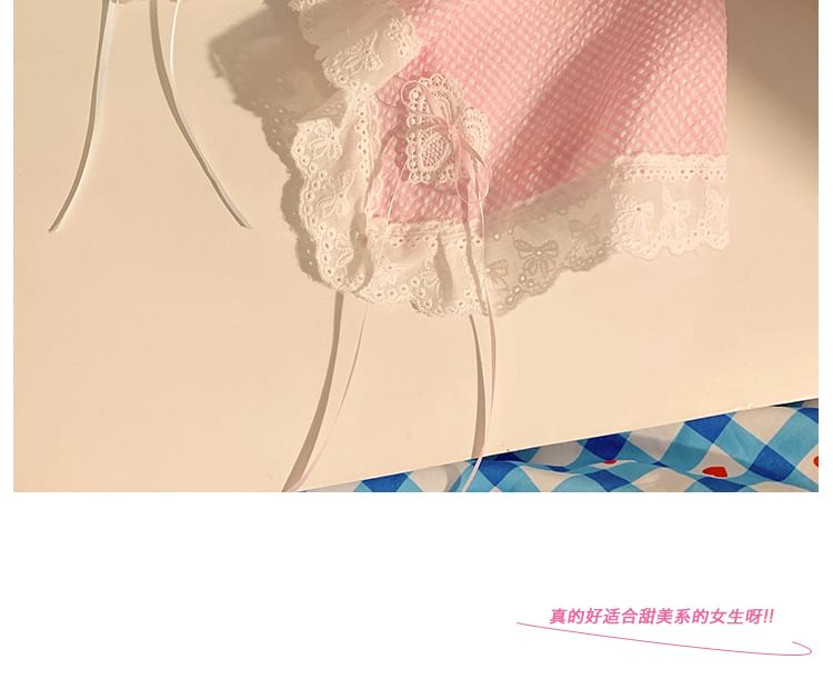Plaid (Various Trim Designs) Lace Headband Bandana