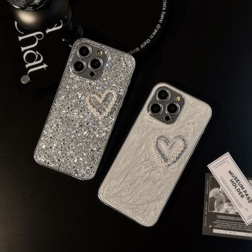 Heart Phone Case Pearl Faux