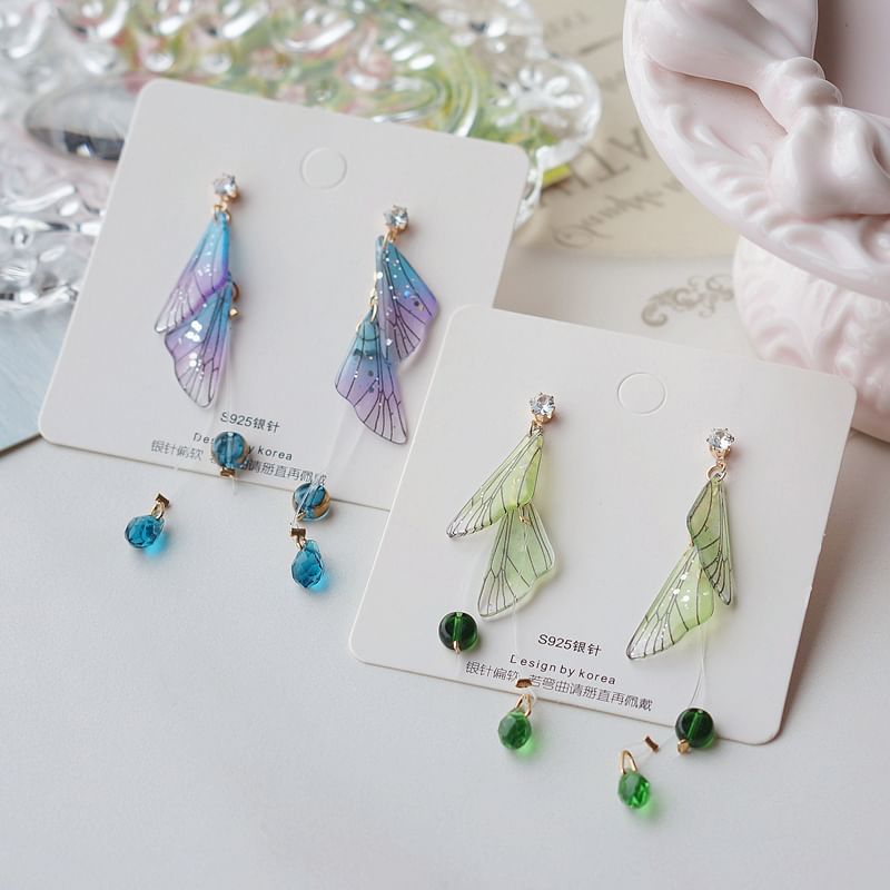 Crystal Earring Dangle Faux Butterfly Alloy