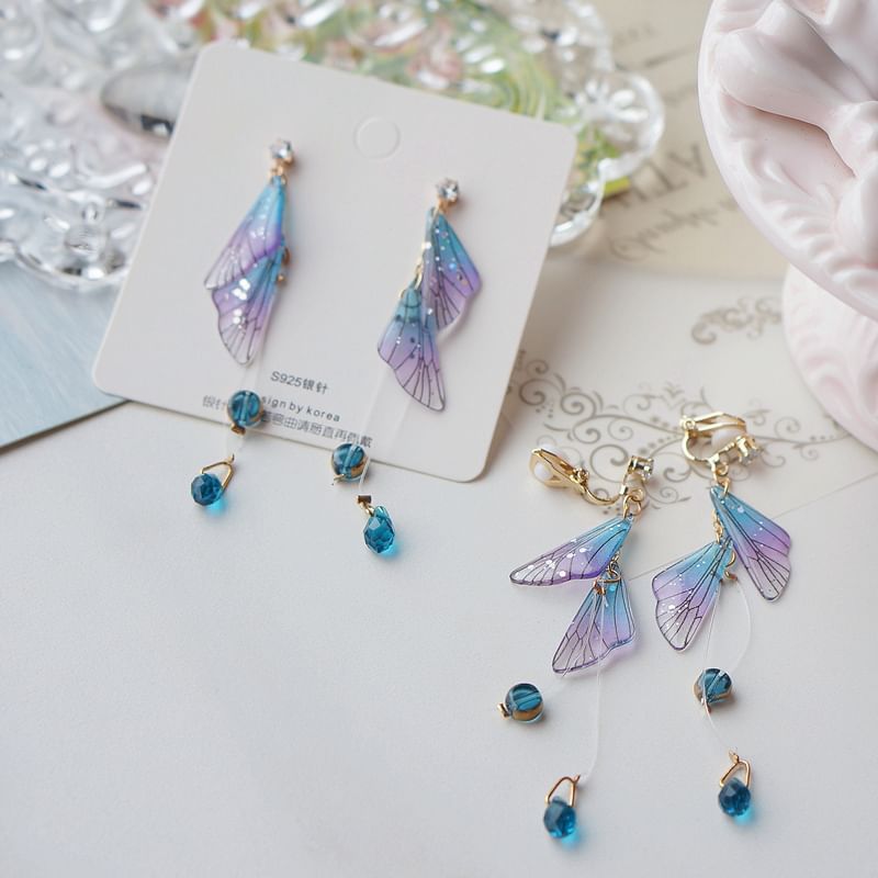 Crystal Earring Dangle Faux Butterfly Alloy