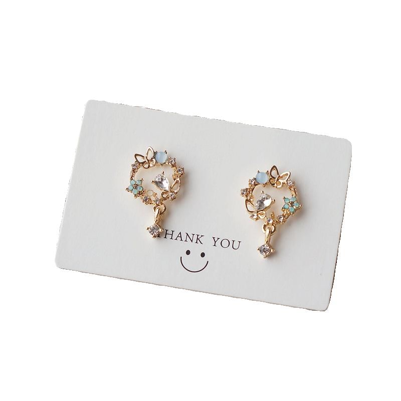 Drop Earring Rhinestone Butterfly Alloy