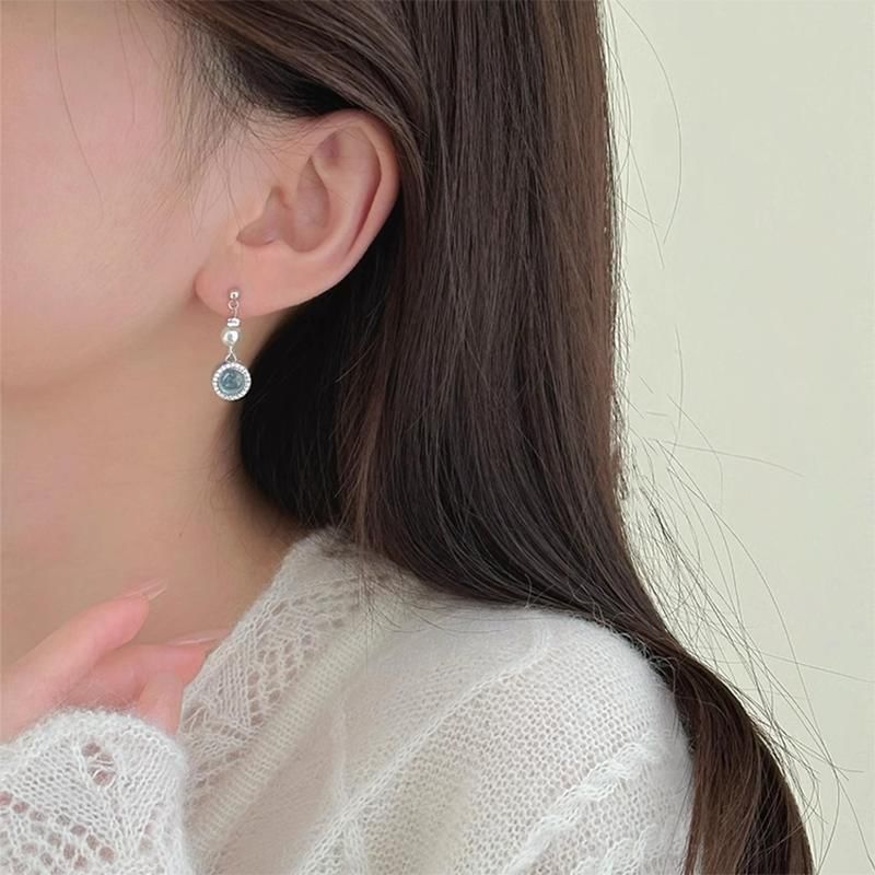 Faux Pearl Rhinestone Earring Drop