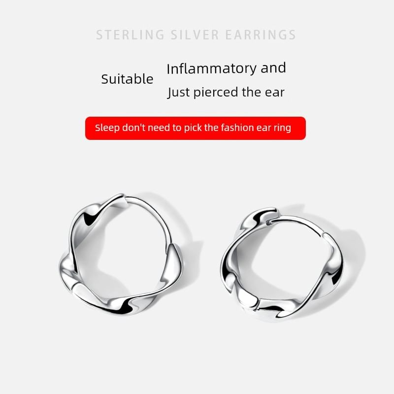 Hoop Wavy Sterling Silver Earring