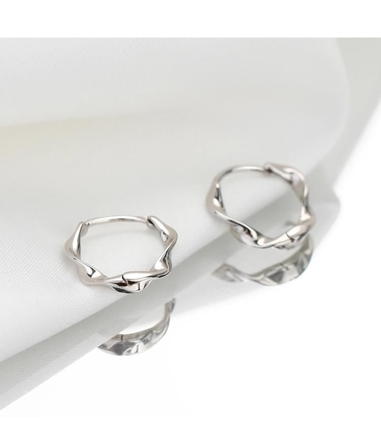 Hoop Wavy Sterling Silver Earring