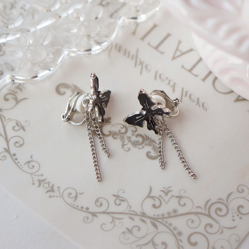 Drop / Earring Butterfly Enamel Clip On