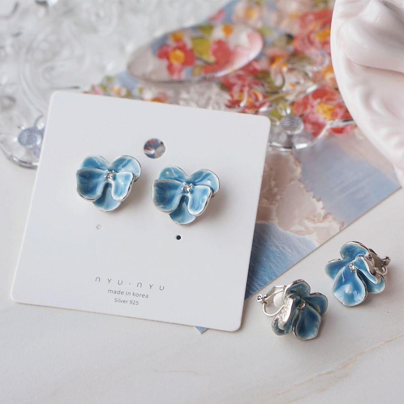 Earring On / Stud Orchid Clip Enamel