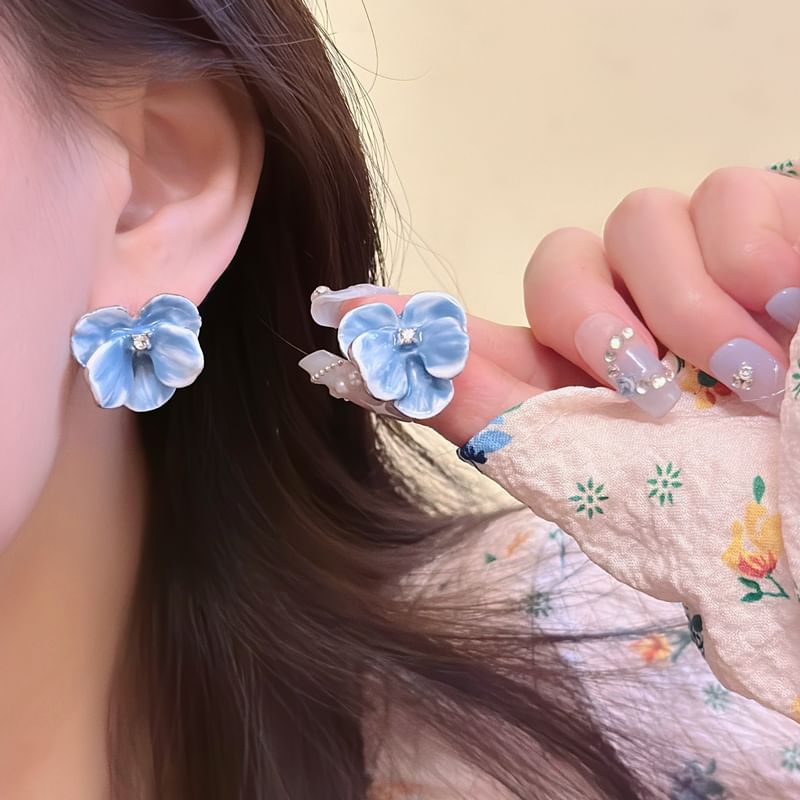 Earring On / Stud Orchid Clip Enamel