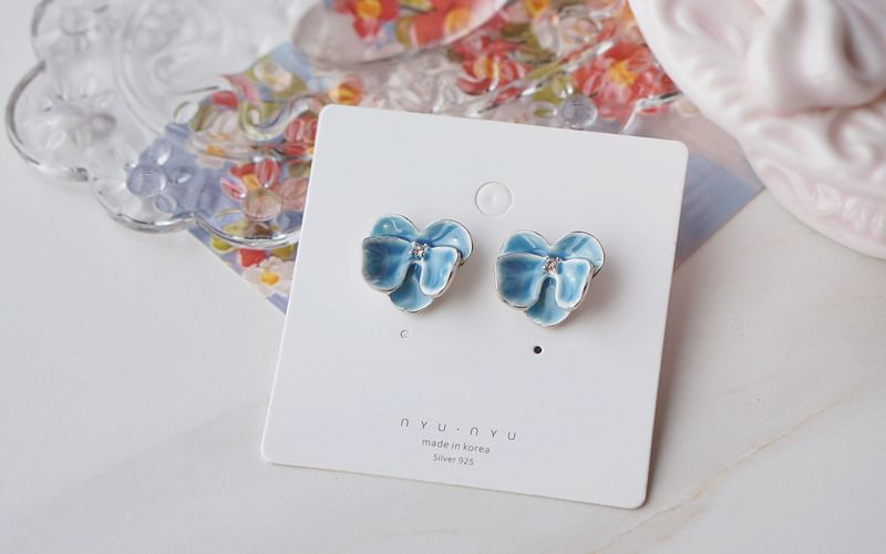 Earring On / Stud Orchid Clip Enamel