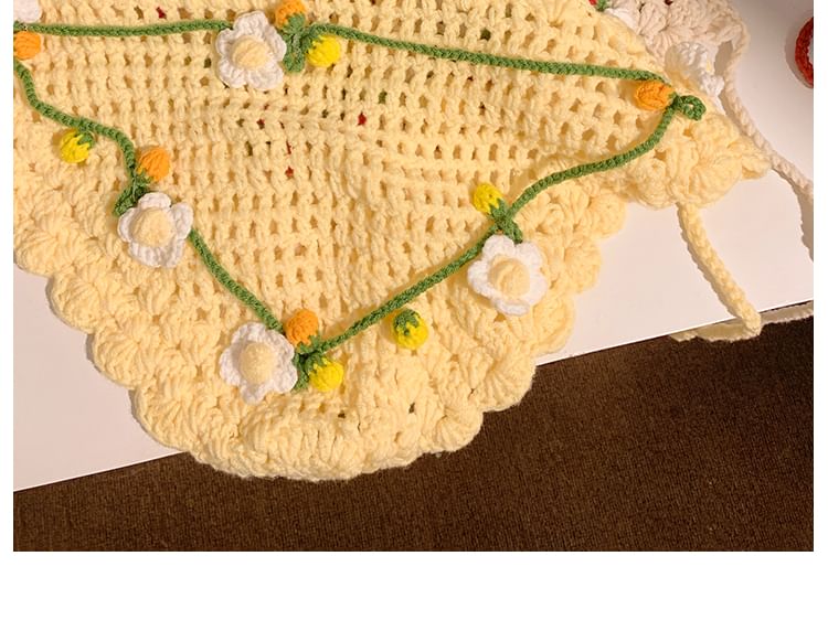 Floral Hair / Bonnet Crochet Hat Tie