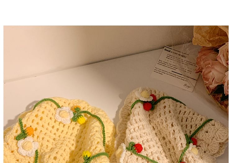 Floral Hair / Bonnet Crochet Hat Tie