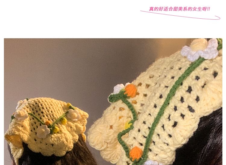 Floral Hair / Bonnet Crochet Hat Tie