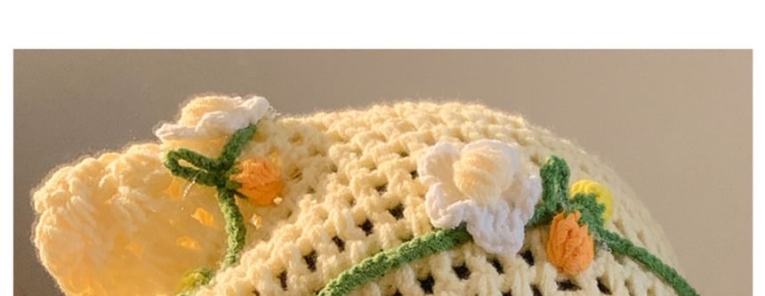 Floral Hair / Bonnet Crochet Hat Tie