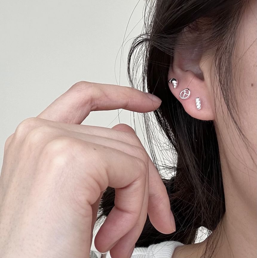 Earring Stud Sterling Baguette Silver