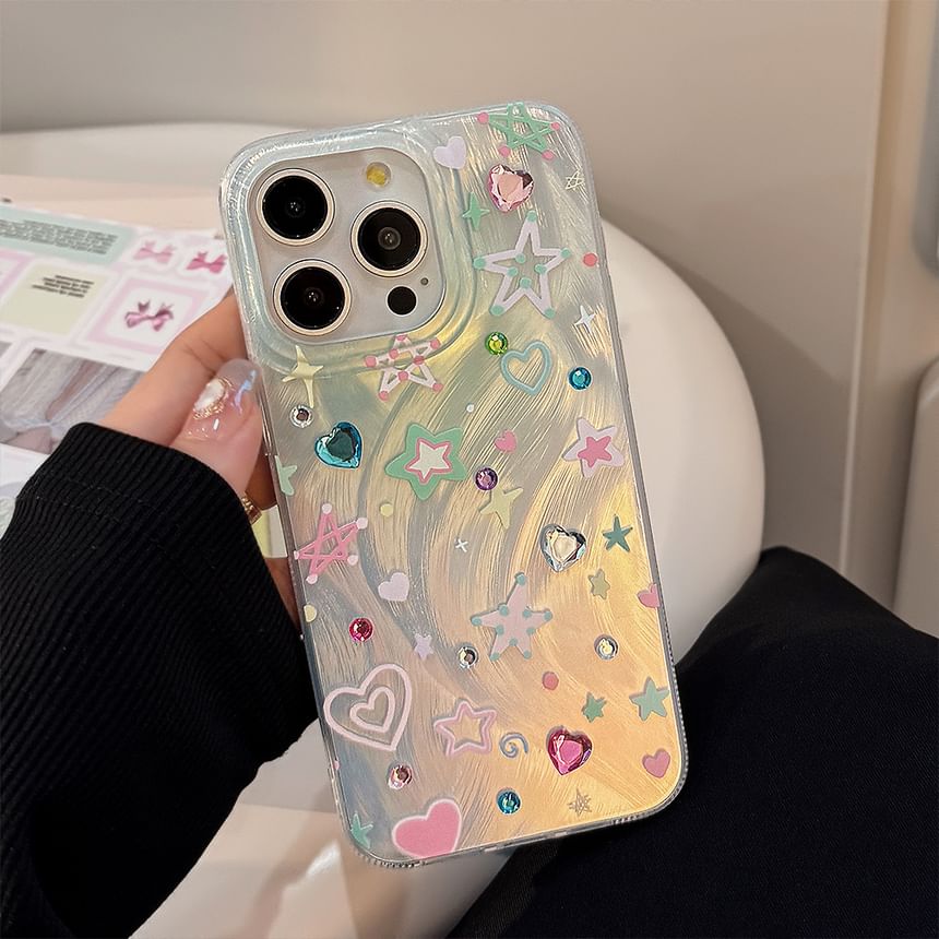 Star Strap Phone / Decoration Adhesive Case Rhinestone Set