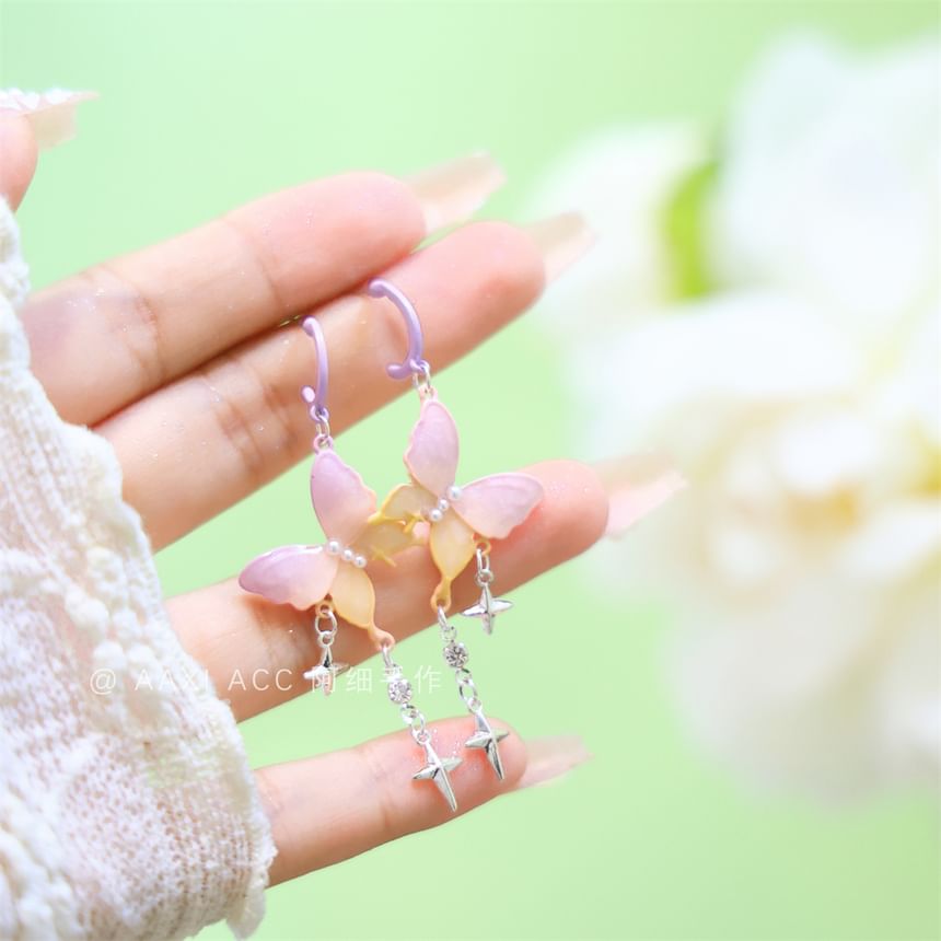 Star Butterfly Fringed Huggie Drop Earring