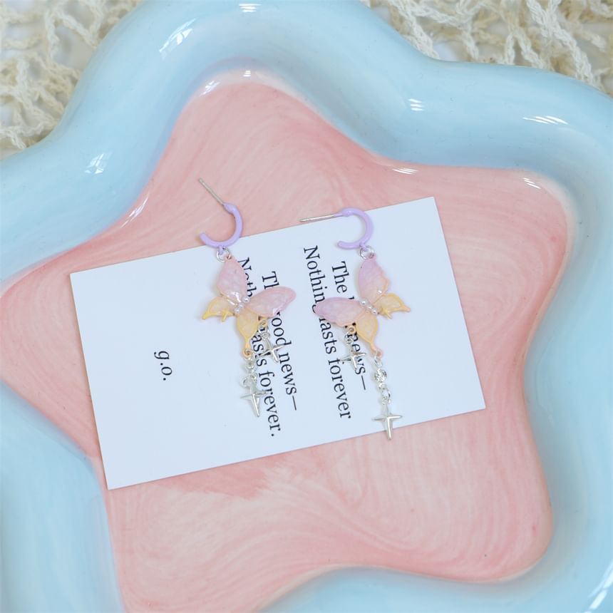 Star Butterfly Fringed Huggie Drop Earring