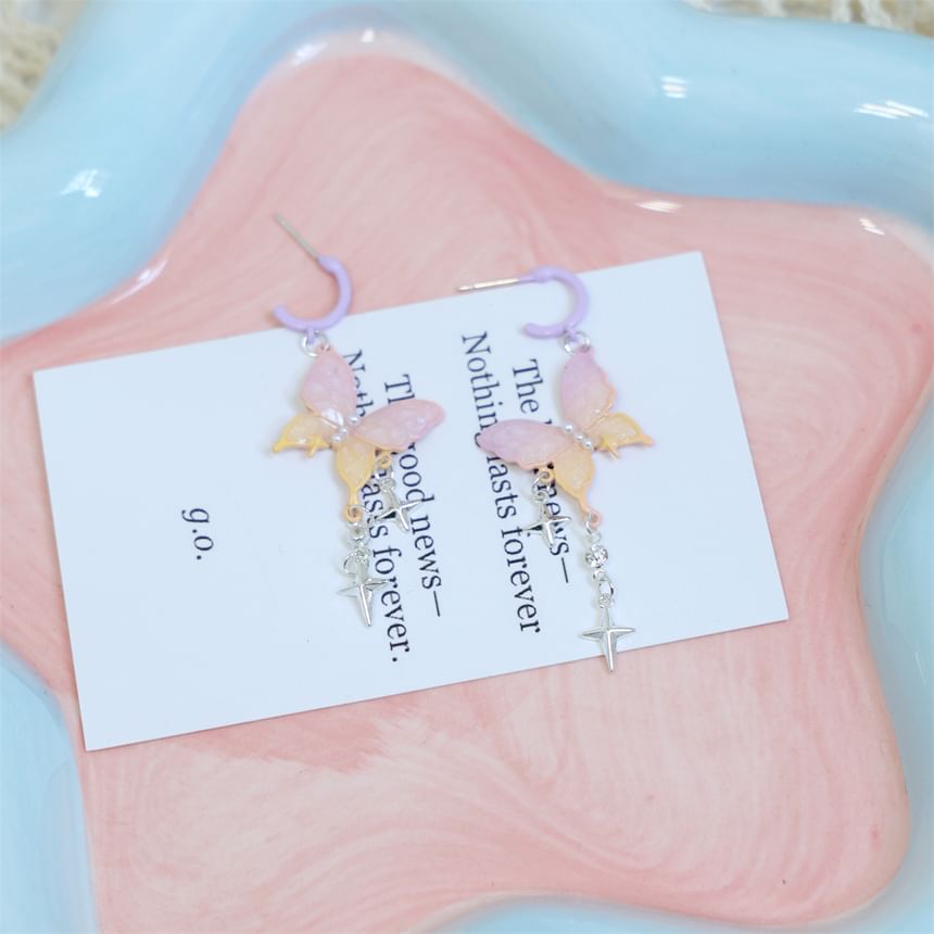 Star Butterfly Fringed Huggie Drop Earring