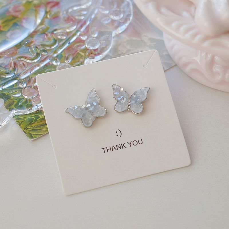 Stud Crystal Ear Faux Butterfly Earring Clip-On /