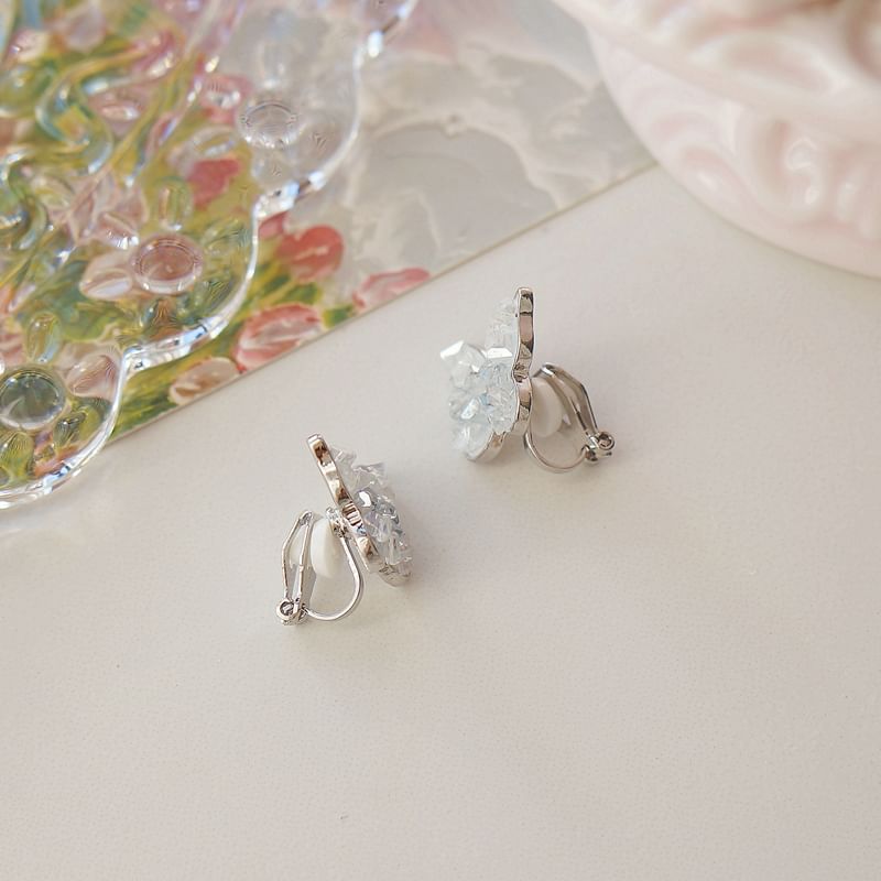Stud Crystal Ear Faux Butterfly Earring Clip-On /