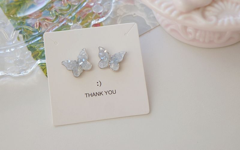 Stud Crystal Ear Faux Butterfly Earring Clip-On /