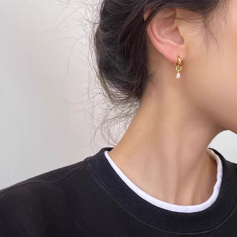 Drop Alloy + Rhinestone Earring 3: of Huggie Set