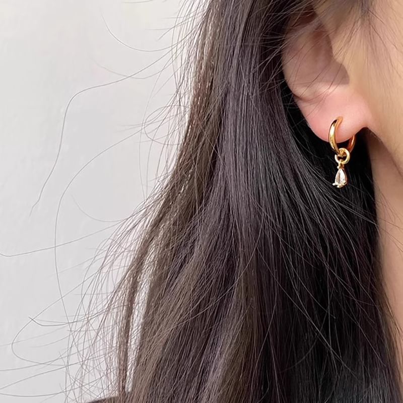 Drop Alloy + Rhinestone Earring 3: of Huggie Set