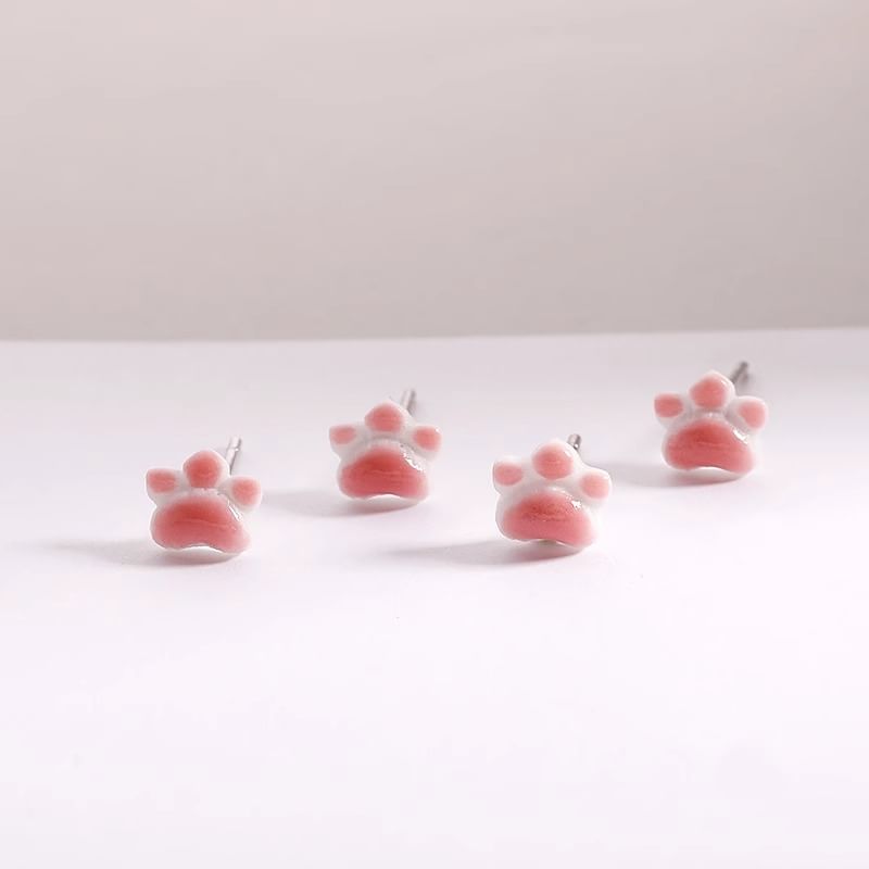 Cat Ceramic Paw Earrings