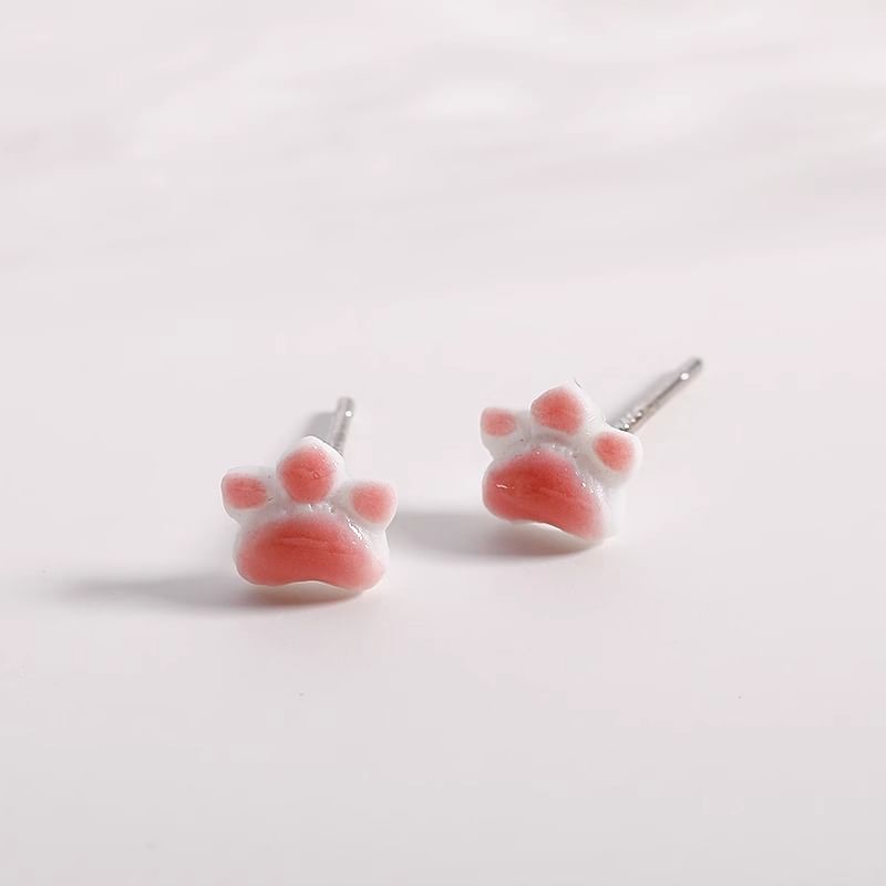 Cat Ceramic Paw Earrings