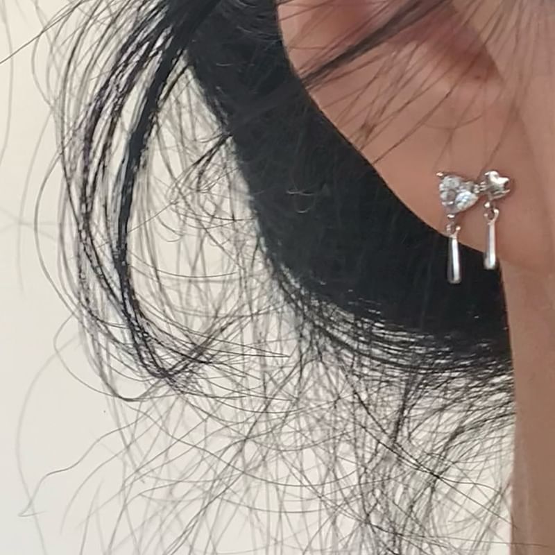 Alloy Heart Drop Rhinestone Earring