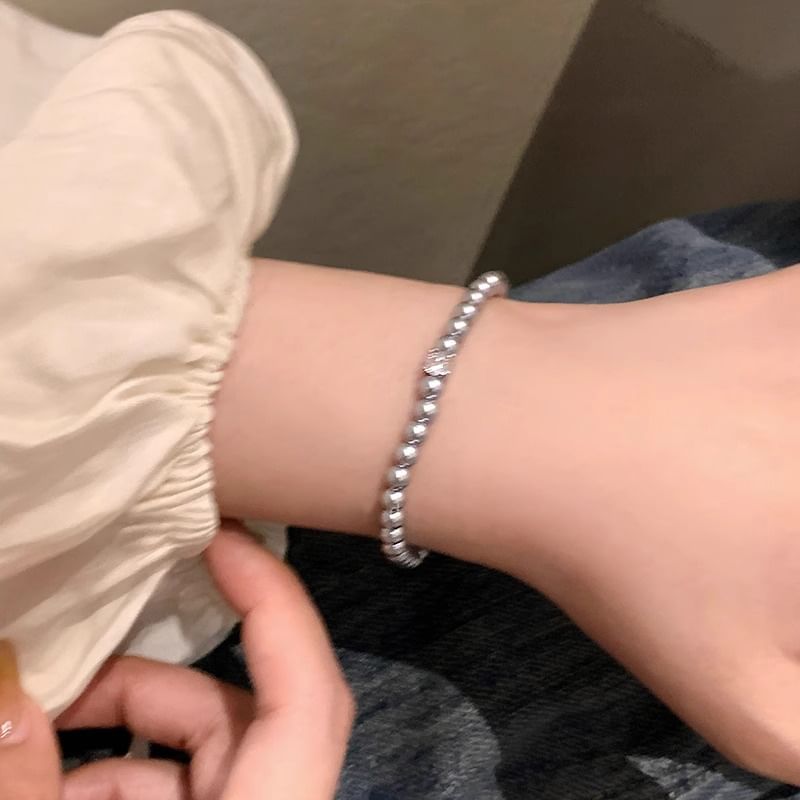 Rhinestone Faux Pearl Alloy Bracelet