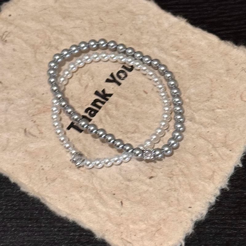 Rhinestone Faux Pearl Alloy Bracelet