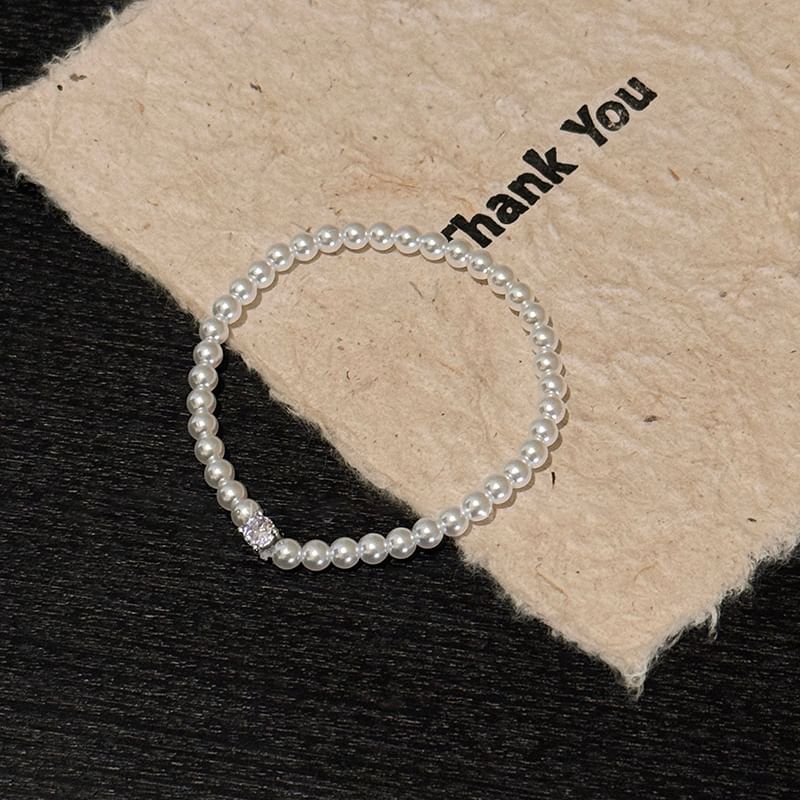 Rhinestone Faux Pearl Alloy Bracelet