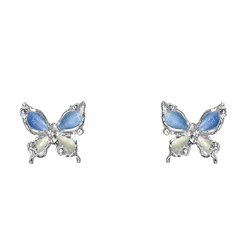 Butterfly Eye Stone Earring Faux Alloy Stud Cat