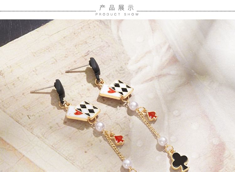 Ear Stud / Cuff Sterling Poker Earring Print Silver Card
