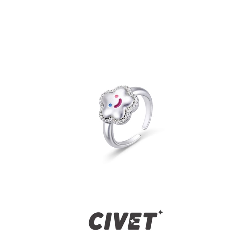 Open Flower Face Smiley Ring