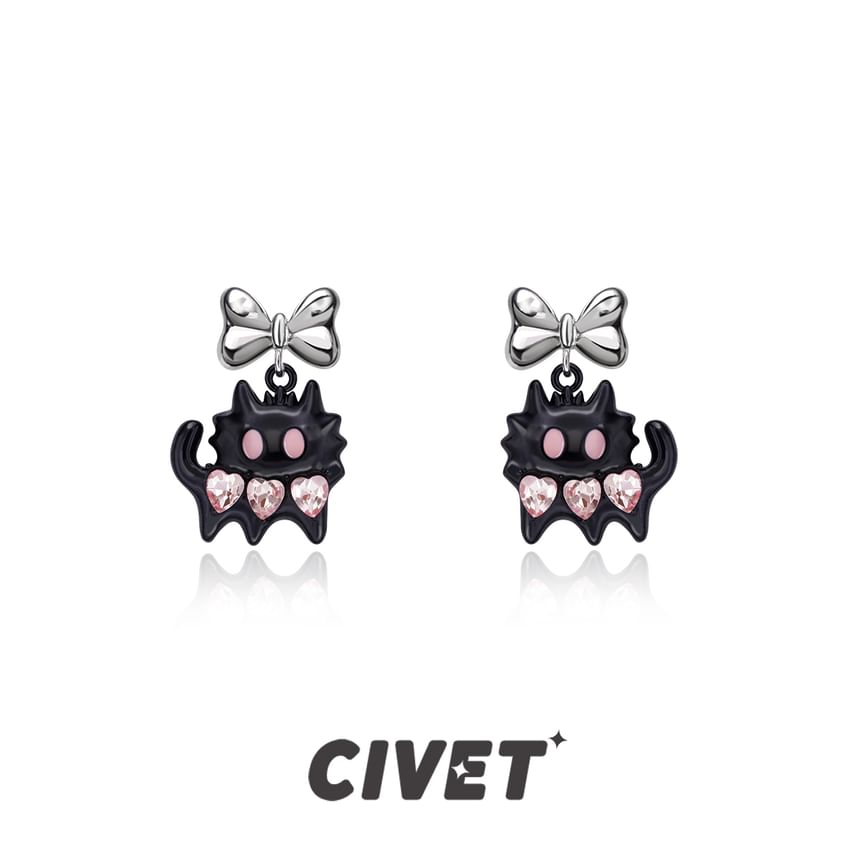 Ear Color Silver Sterling / Cuff Earring Cat Stud Block