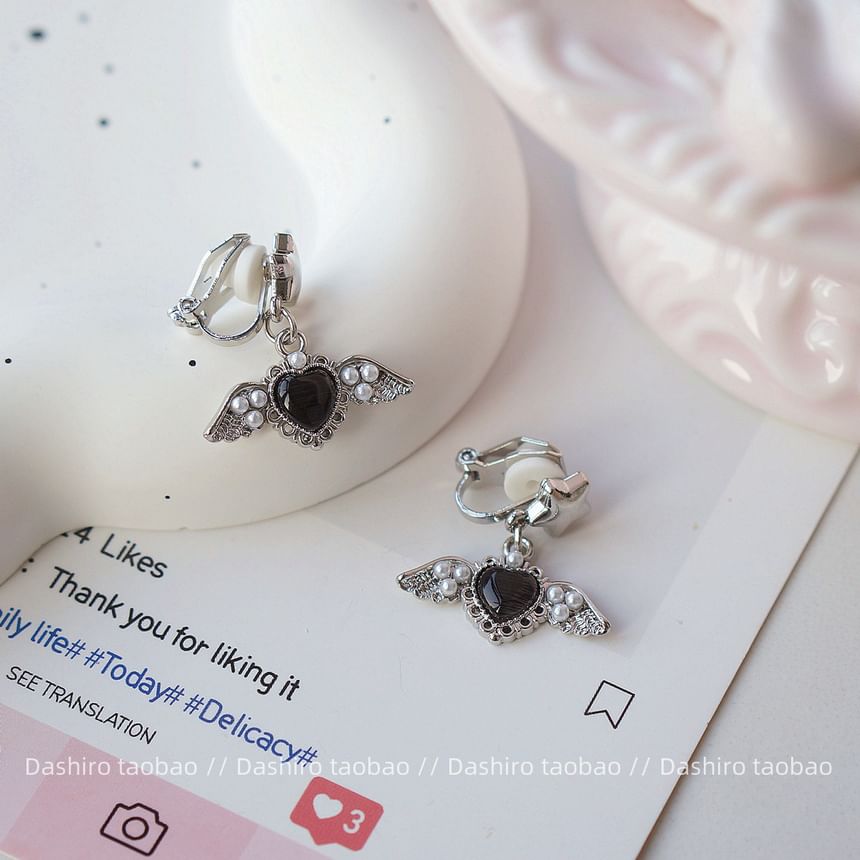 Clip-On Gemstone / Earring Heart Drop